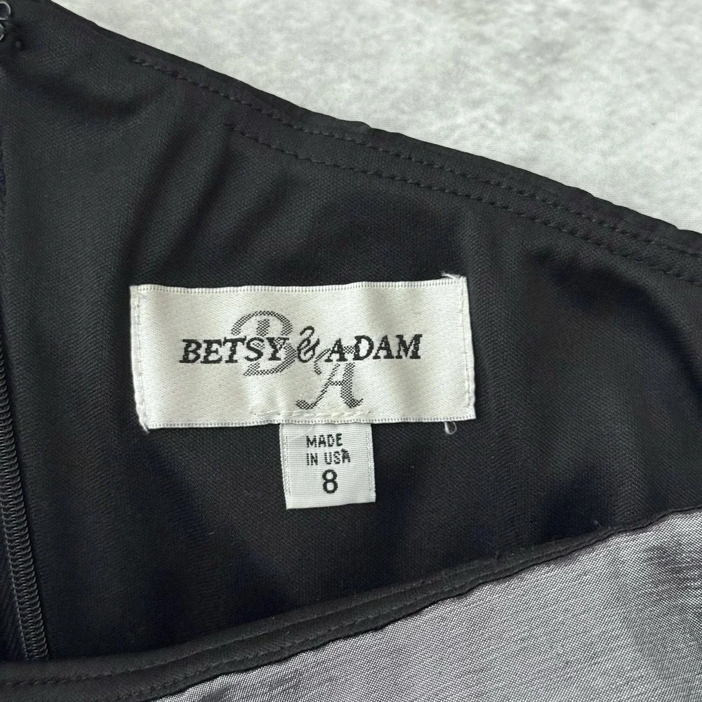 Betsy & Adam One Shoulder Mermaid Gown Black Gray Formal Prom Evening Dress 8‎ - Picture 9 of 10